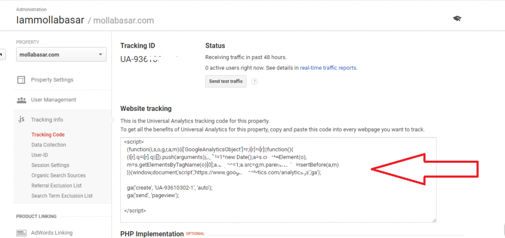 Google analytics tracking code